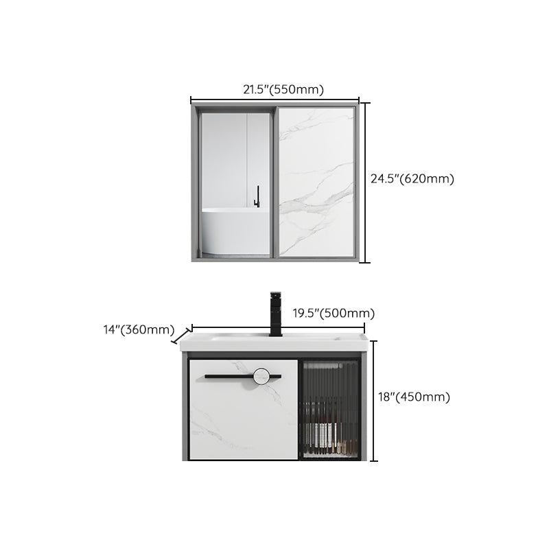 Single Sink Ceramic Bathroom Vanity Modern Gray Rectangular Sink Vanity Clearhalo 'Bathroom Remodel & Bathroom Fixtures' 'Bathroom Vanities' 'bathroom_vanities' 'Home Improvement' 'home_improvement' 'home_improvement_bathroom_vanities' 7230509