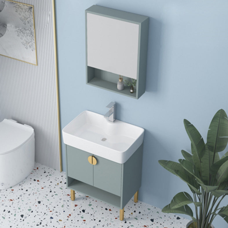 Rectangular Freestanding Bathroom Vanity Glam Green Single-Sink Vanity Set Clearhalo 'Bathroom Remodel & Bathroom Fixtures' 'Bathroom Vanities' 'bathroom_vanities' 'Home Improvement' 'home_improvement' 'home_improvement_bathroom_vanities' 7230519
