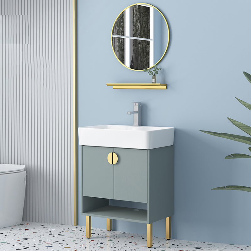 Rectangular Freestanding Bathroom Vanity Glam Green Single-Sink Vanity Set Clearhalo 'Bathroom Remodel & Bathroom Fixtures' 'Bathroom Vanities' 'bathroom_vanities' 'Home Improvement' 'home_improvement' 'home_improvement_bathroom_vanities' 7230522