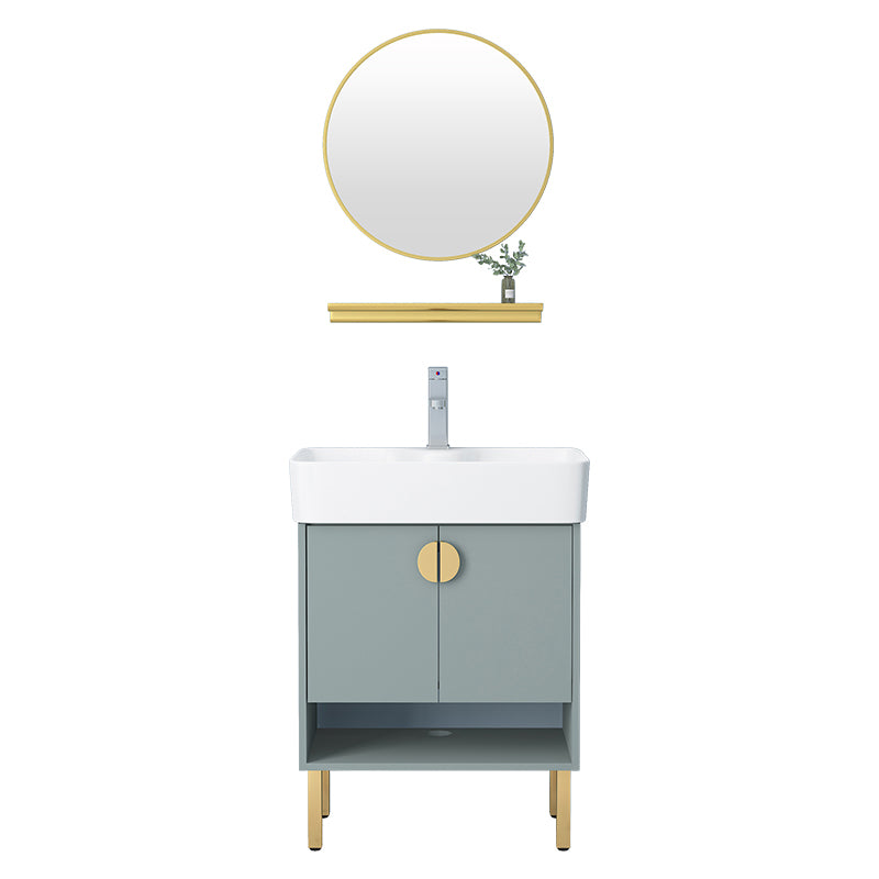 Rectangular Freestanding Bathroom Vanity Glam Green Single-Sink Vanity Set Clearhalo 'Bathroom Remodel & Bathroom Fixtures' 'Bathroom Vanities' 'bathroom_vanities' 'Home Improvement' 'home_improvement' 'home_improvement_bathroom_vanities' 7230528