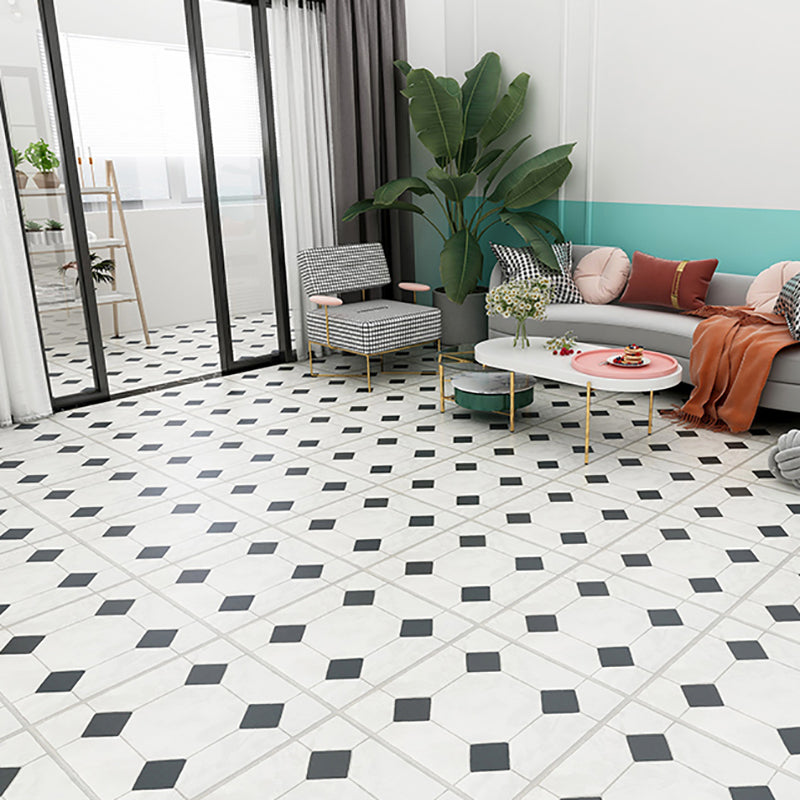 Vinyl Flooring Floral Print Square PVC Indoor Vinyl Flooring Black Clearhalo 'Flooring 'Home Improvement' 'home_improvement' 'home_improvement_vinyl_flooring' 'Vinyl Flooring' 'vinyl_flooring' Walls and Ceiling' 7230634