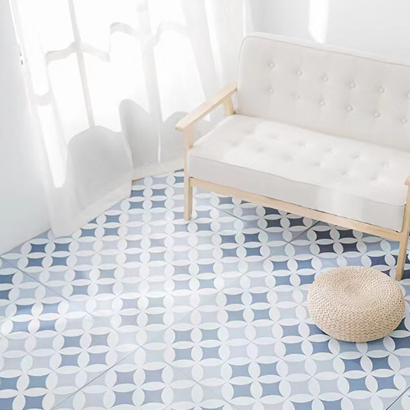 Vinyl Flooring Floral Print Square PVC Indoor Vinyl Flooring Dark Blue Clearhalo 'Flooring 'Home Improvement' 'home_improvement' 'home_improvement_vinyl_flooring' 'Vinyl Flooring' 'vinyl_flooring' Walls and Ceiling' 7230645