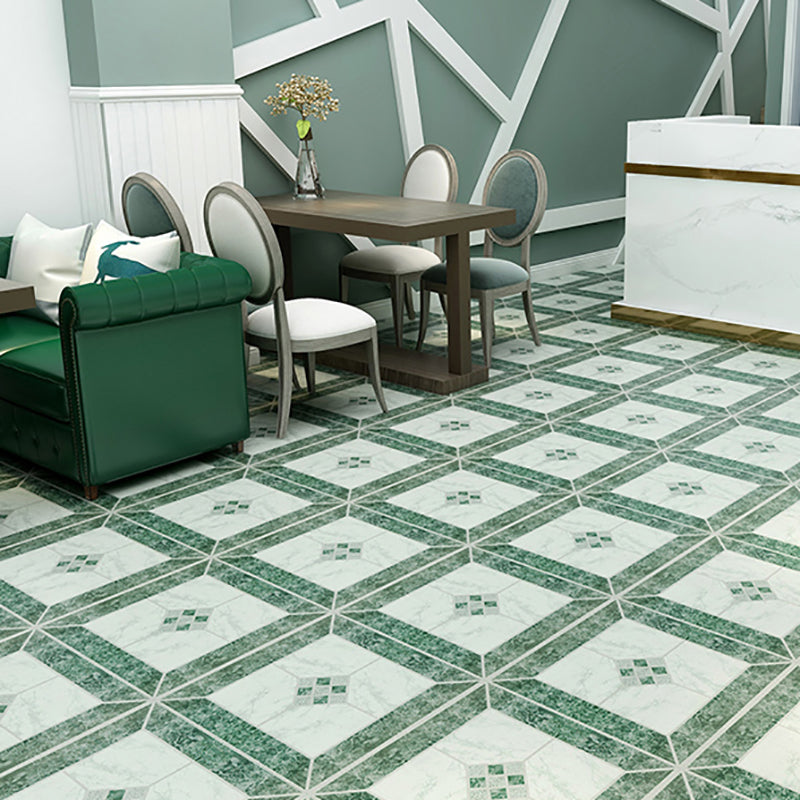 Vinyl Flooring Floral Print Square PVC Indoor Vinyl Flooring Green Clearhalo 'Flooring 'Home Improvement' 'home_improvement' 'home_improvement_vinyl_flooring' 'Vinyl Flooring' 'vinyl_flooring' Walls and Ceiling' 7230663