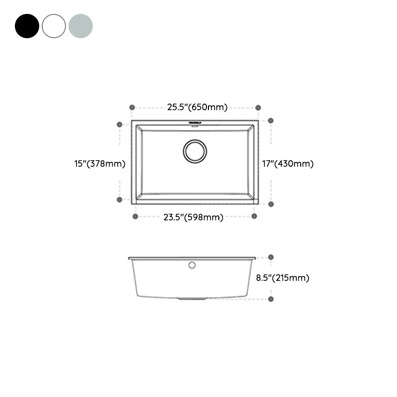 Quartz Kitchen Sink Rectangular Shape Kitchen Sink with Single Bowl Clearhalo 'Home Improvement' 'home_improvement' 'home_improvement_kitchen_sinks' 'Kitchen Remodel & Kitchen Fixtures' 'Kitchen Sinks & Faucet Components' 'Kitchen Sinks' 'kitchen_sinks' 7231158