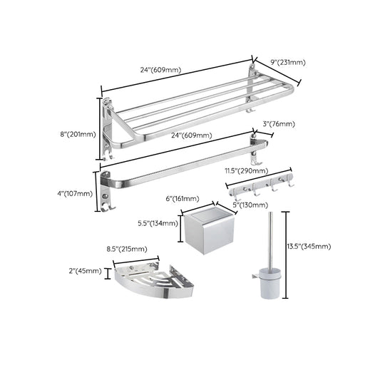 Modern Stainless Steel Bathroom Accessory Kit Towel Bar Paper Holder Bath Hardware Set Clearhalo 'Bathroom Hardware Sets' 'Bathroom Hardware' 'Bathroom Remodel & Bathroom Fixtures' 'bathroom_hardware_sets' 'Home Improvement' 'home_improvement' 'home_improvement_bathroom_hardware_sets' 7232239