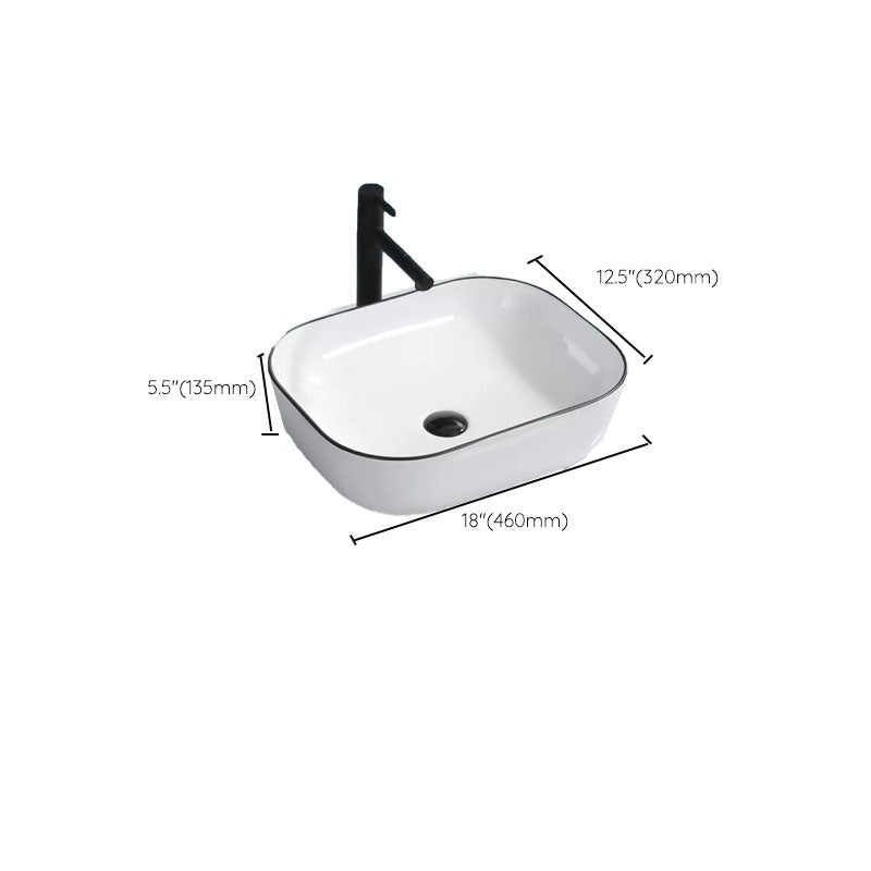 Bathroom Sink Ceramic Black Edging Anti-spill Rectangular Rod Single Handle Faucet Sink Clearhalo 'Bathroom Remodel & Bathroom Fixtures' 'Bathroom Sinks & Faucet Components' 'Bathroom Sinks' 'bathroom_sink' 'Home Improvement' 'home_improvement' 'home_improvement_bathroom_sink' 7233626