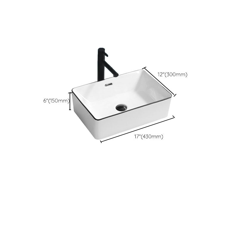 Bathroom Sink Ceramic Black Edging Anti-spill Rectangular Rod Single Handle Faucet Sink Clearhalo 'Bathroom Remodel & Bathroom Fixtures' 'Bathroom Sinks & Faucet Components' 'Bathroom Sinks' 'bathroom_sink' 'Home Improvement' 'home_improvement' 'home_improvement_bathroom_sink' 7233630