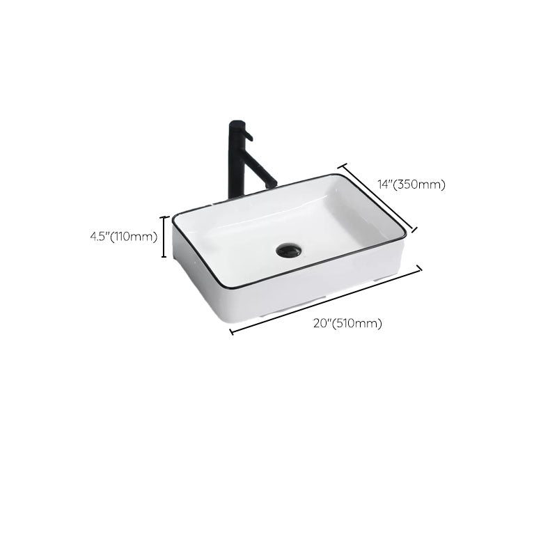 Bathroom Sink Ceramic Black Edging Anti-spill Rectangular Rod Single Handle Faucet Sink Clearhalo 'Bathroom Remodel & Bathroom Fixtures' 'Bathroom Sinks & Faucet Components' 'Bathroom Sinks' 'bathroom_sink' 'Home Improvement' 'home_improvement' 'home_improvement_bathroom_sink' 7233631