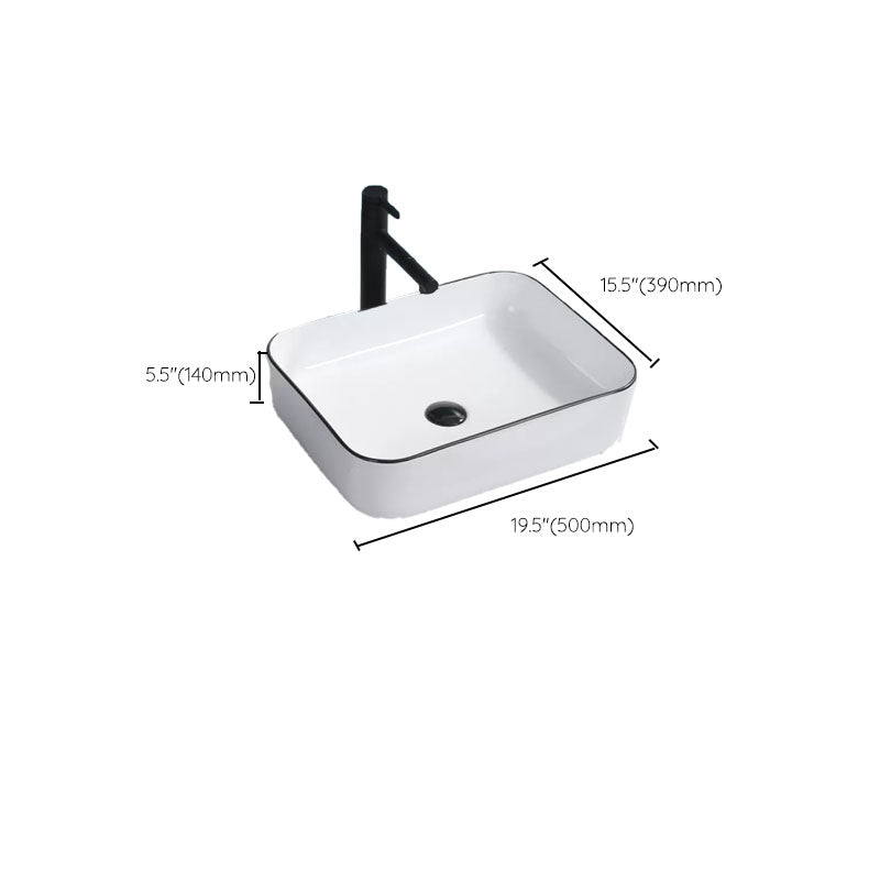 Bathroom Sink Ceramic Black Edging Anti-spill Rectangular Rod Single Handle Faucet Sink Clearhalo 'Bathroom Remodel & Bathroom Fixtures' 'Bathroom Sinks & Faucet Components' 'Bathroom Sinks' 'bathroom_sink' 'Home Improvement' 'home_improvement' 'home_improvement_bathroom_sink' 7233634