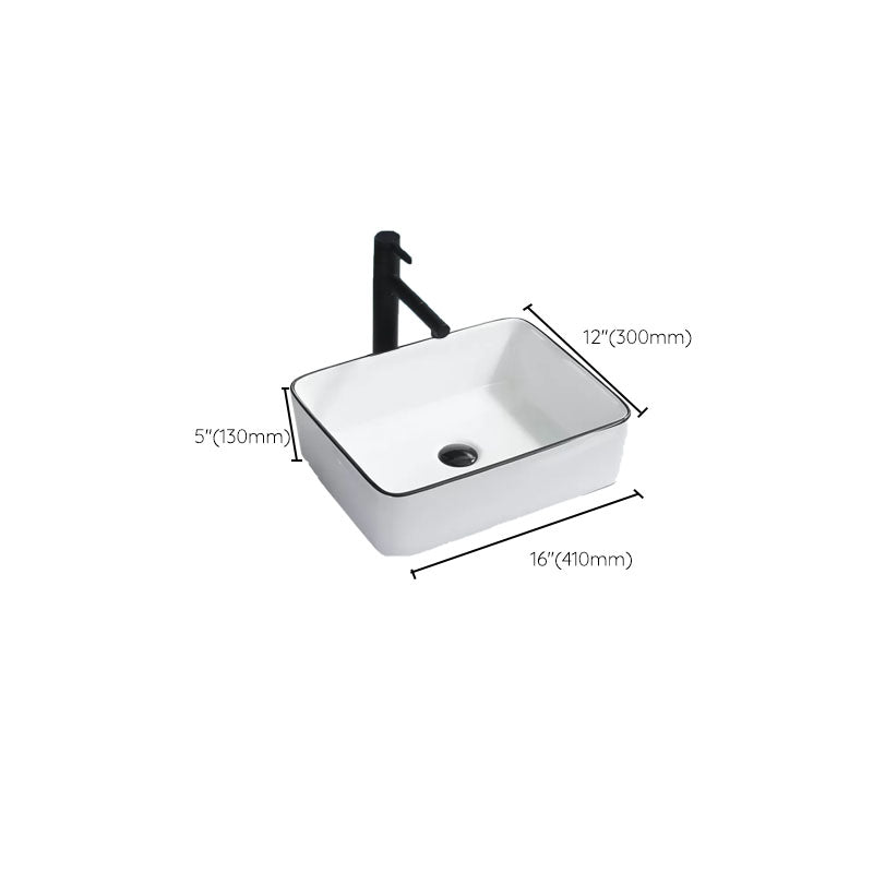 Bathroom Sink Ceramic Black Edging Anti-spill Rectangular Rod Single Handle Faucet Sink Clearhalo 'Bathroom Remodel & Bathroom Fixtures' 'Bathroom Sinks & Faucet Components' 'Bathroom Sinks' 'bathroom_sink' 'Home Improvement' 'home_improvement' 'home_improvement_bathroom_sink' 7233635