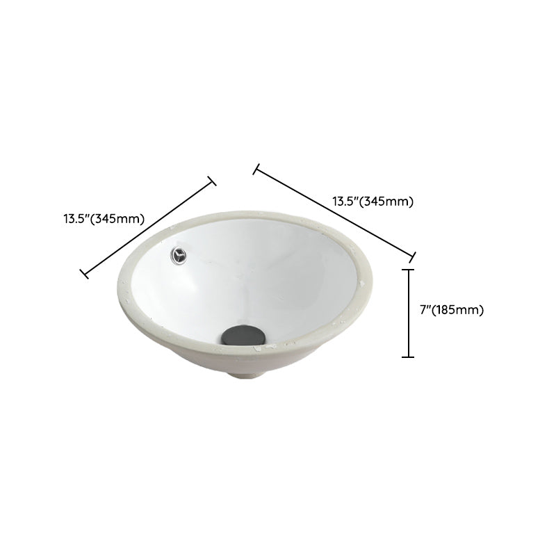 Traditional Undermount Bathroom Sink Round Porcelain Shut-Off Valve Included Basin Sink Clearhalo 'Bathroom Remodel & Bathroom Fixtures' 'Bathroom Sinks & Faucet Components' 'Bathroom Sinks' 'bathroom_sink' 'Home Improvement' 'home_improvement' 'home_improvement_bathroom_sink' 7233716