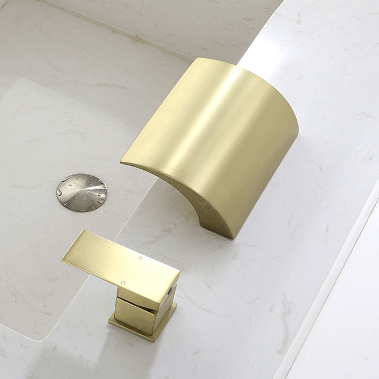 Brass Roman Bathtub Faucet Waterfall Spout Tub Faucet with Hand Shower Clearhalo 'Bathroom Remodel & Bathroom Fixtures' 'Bathtub Faucets' 'bathtub_faucets' 'Home Improvement' 'home_improvement' 'home_improvement_bathtub_faucets' 7233760