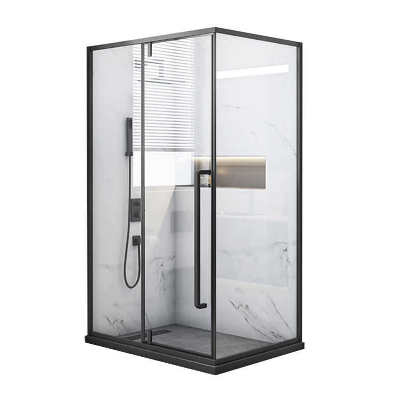 Grey Framed Shower Bath Door Pivot Transparent Tempered Shower Doors Clearhalo 'Bathroom Remodel & Bathroom Fixtures' 'Home Improvement' 'home_improvement' 'home_improvement_shower_tub_doors' 'Shower and Tub Doors' 'shower_tub_doors' 'Showers & Bathtubs' 7235046