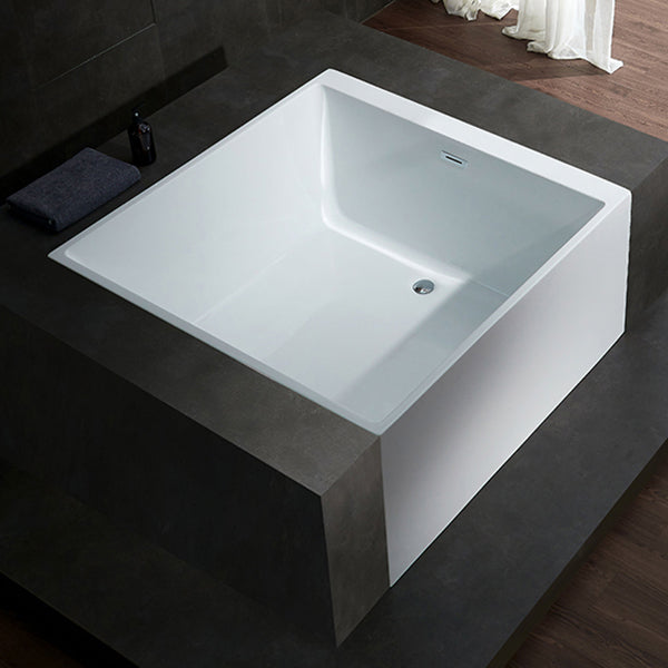 Modern Square Bath Stand Alone Acrylic Soaking White Bathtub White Tub Clearhalo 'Bathroom Remodel & Bathroom Fixtures' 'Bathtubs' 'Home Improvement' 'home_improvement' 'home_improvement_bathtubs' 'Showers & Bathtubs' 7236038