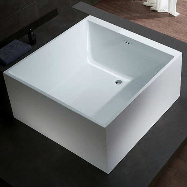 Modern Square Bath Stand Alone Acrylic Soaking White Bathtub Gloss White Tub Clearhalo 'Bathroom Remodel & Bathroom Fixtures' 'Bathtubs' 'Home Improvement' 'home_improvement' 'home_improvement_bathtubs' 'Showers & Bathtubs' 7236041