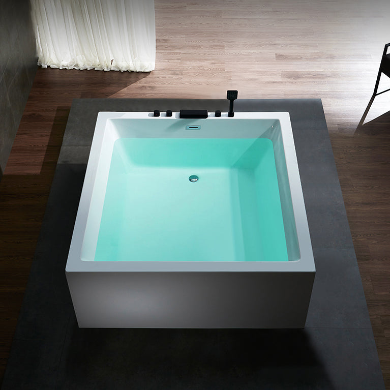 Modern Square Bath Stand Alone Acrylic Soaking White Bathtub Clearhalo 'Bathroom Remodel & Bathroom Fixtures' 'Bathtubs' 'Home Improvement' 'home_improvement' 'home_improvement_bathtubs' 'Showers & Bathtubs' 7236044