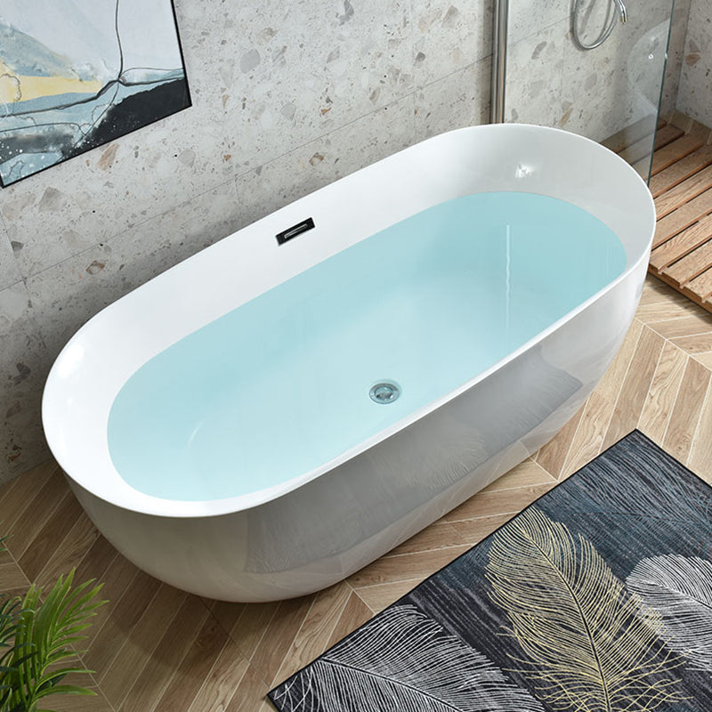 Antique Finish Stand Alone Bathtub Soaking Modern Oval Bath Tub White Tub Clearhalo 'Bathroom Remodel & Bathroom Fixtures' 'Bathtubs' 'Home Improvement' 'home_improvement' 'home_improvement_bathtubs' 'Showers & Bathtubs' 7236062