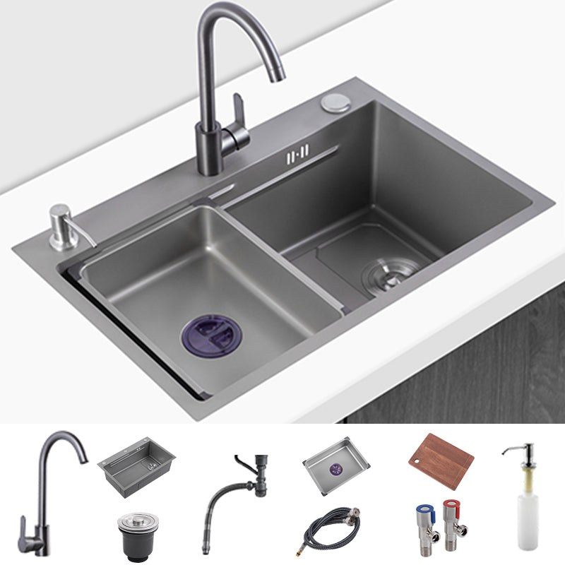 Modern Kitchen Sink Stainless Rectangular Faucet Kitchen Sink Sink with Faucet Round Faucet Clearhalo 'Home Improvement' 'home_improvement' 'home_improvement_kitchen_sinks' 'Kitchen Remodel & Kitchen Fixtures' 'Kitchen Sinks & Faucet Components' 'Kitchen Sinks' 'kitchen_sinks' 7237132