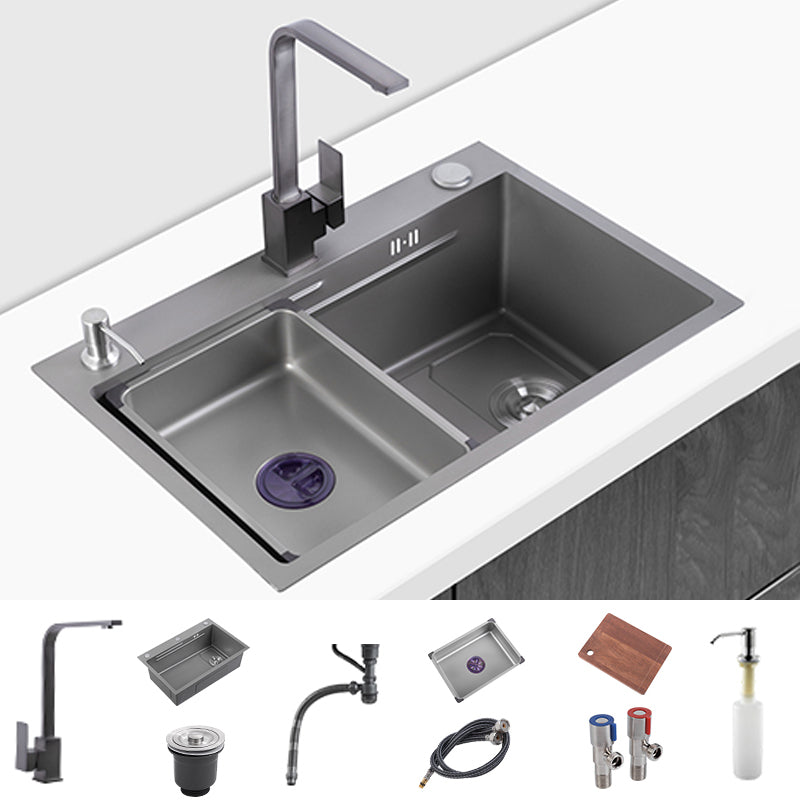 Modern Kitchen Sink Stainless Rectangular Faucet Kitchen Sink Sink with Faucet Square Faucet Clearhalo 'Home Improvement' 'home_improvement' 'home_improvement_kitchen_sinks' 'Kitchen Remodel & Kitchen Fixtures' 'Kitchen Sinks & Faucet Components' 'Kitchen Sinks' 'kitchen_sinks' 7237135