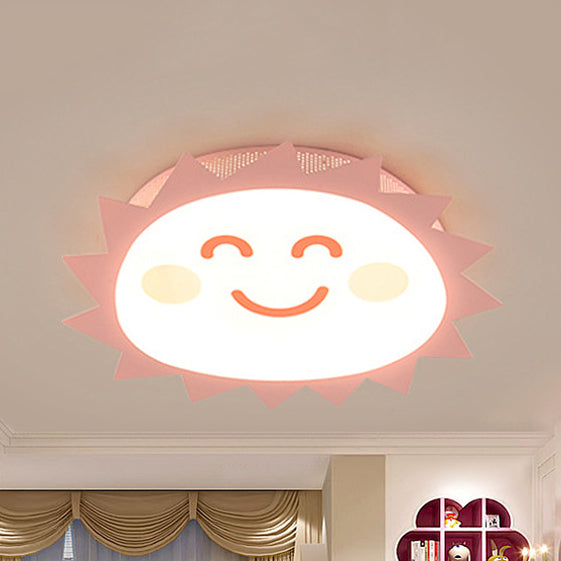 Cartoon Smiling Sun Flush Mount Light Acrylic Eye-Caring LED Ceiling Light for Kindergarten Clearhalo 'Ceiling Lights' 'Close To Ceiling Lights' 'Close to ceiling' 'Flush mount' Lighting' 72382