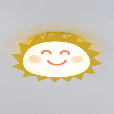 Cartoon Smiling Sun Flush Mount Light Acrylic Eye-Caring LED Ceiling Light for Kindergarten Yellow Clearhalo 'Ceiling Lights' 'Close To Ceiling Lights' 'Close to ceiling' 'Flush mount' Lighting' 72383