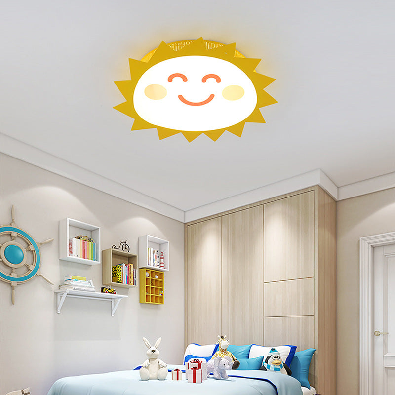 Cartoon Smiling Sun Flush Mount Light Acrylic Eye-Caring LED Ceiling Light for Kindergarten Clearhalo 'Ceiling Lights' 'Close To Ceiling Lights' 'Close to ceiling' 'Flush mount' Lighting' 72384