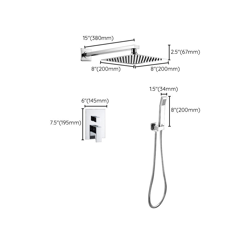 Modern Shower System Brass Adjustable Spray Pattern Ceiling Mounted Shower Combo Clearhalo 'Bathroom Remodel & Bathroom Fixtures' 'Home Improvement' 'home_improvement' 'home_improvement_shower_faucets' 'Shower Faucets & Systems' 'shower_faucets' 'Showers & Bathtubs Plumbing' 'Showers & Bathtubs' 7238408