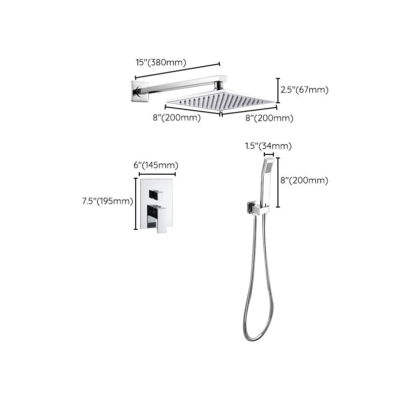 Modern Shower System Brass Adjustable Spray Pattern Ceiling Mounted Shower Combo Clearhalo 'Bathroom Remodel & Bathroom Fixtures' 'Home Improvement' 'home_improvement' 'home_improvement_shower_faucets' 'Shower Faucets & Systems' 'shower_faucets' 'Showers & Bathtubs Plumbing' 'Showers & Bathtubs' 7238409