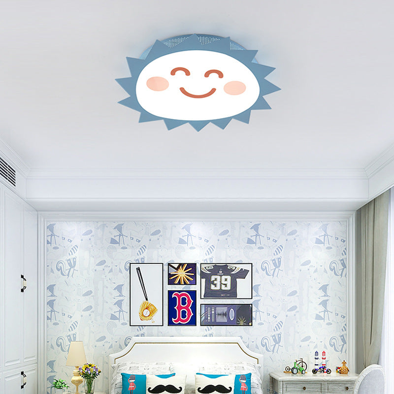 Cartoon Smiling Sun Flush Mount Light Acrylic Eye-Caring LED Ceiling Light for Kindergarten Clearhalo 'Ceiling Lights' 'Close To Ceiling Lights' 'Close to ceiling' 'Flush mount' Lighting' 72386