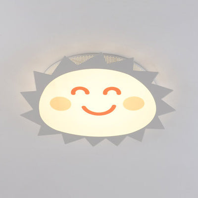 Cartoon Smiling Sun Flush Mount Light Acrylic Eye-Caring LED Ceiling Light for Kindergarten White Clearhalo 'Ceiling Lights' 'Close To Ceiling Lights' 'Close to ceiling' 'Flush mount' Lighting' 72387