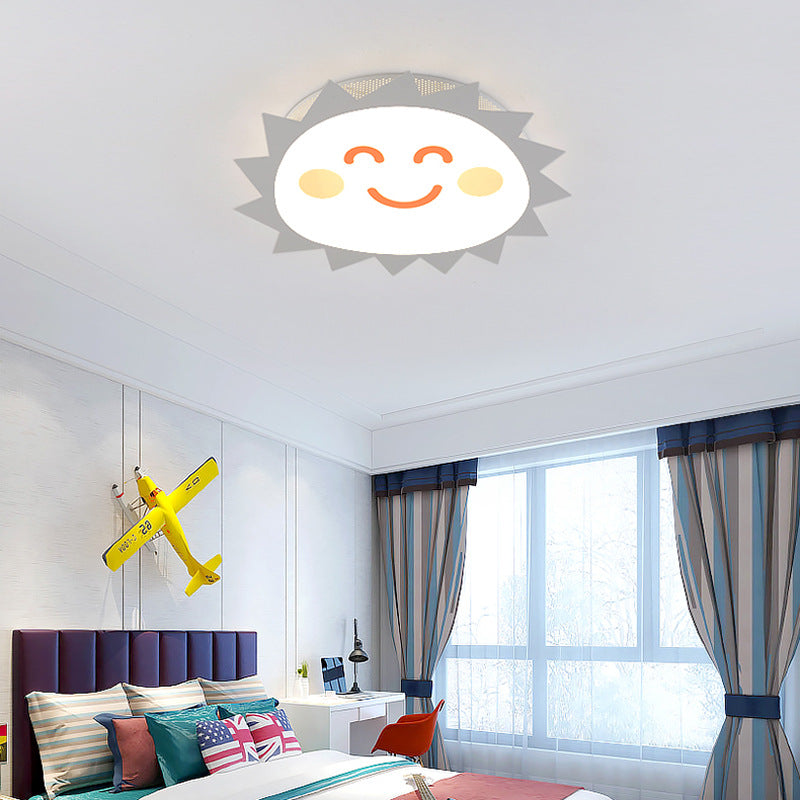 Cartoon Smiling Sun Flush Mount Light Acrylic Eye-Caring LED Ceiling Light for Kindergarten Clearhalo 'Ceiling Lights' 'Close To Ceiling Lights' 'Close to ceiling' 'Flush mount' Lighting' 72388