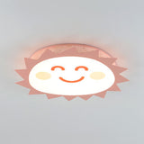 Cartoon Smiling Sun Flush Mount Light Acrylic Eye-Caring LED Ceiling Light for Kindergarten Pink Clearhalo 'Ceiling Lights' 'Close To Ceiling Lights' 'Close to ceiling' 'Flush mount' Lighting' 72389