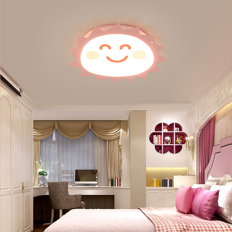 Cartoon Smiling Sun Flush Mount Light Acrylic Eye-Caring LED Ceiling Light for Kindergarten Clearhalo 'Ceiling Lights' 'Close To Ceiling Lights' 'Close to ceiling' 'Flush mount' Lighting' 72390