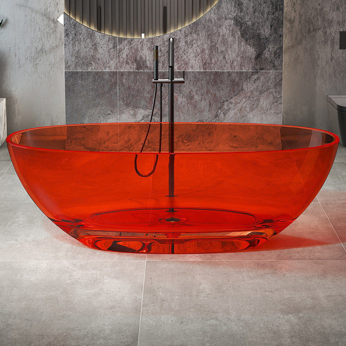 Antique Finish Soaking Bathtub Stand Alone Modern Oval Bath Tub Red Clearhalo 'Bathroom Remodel & Bathroom Fixtures' 'Bathtubs' 'Home Improvement' 'home_improvement' 'home_improvement_bathtubs' 'Showers & Bathtubs' 7239689