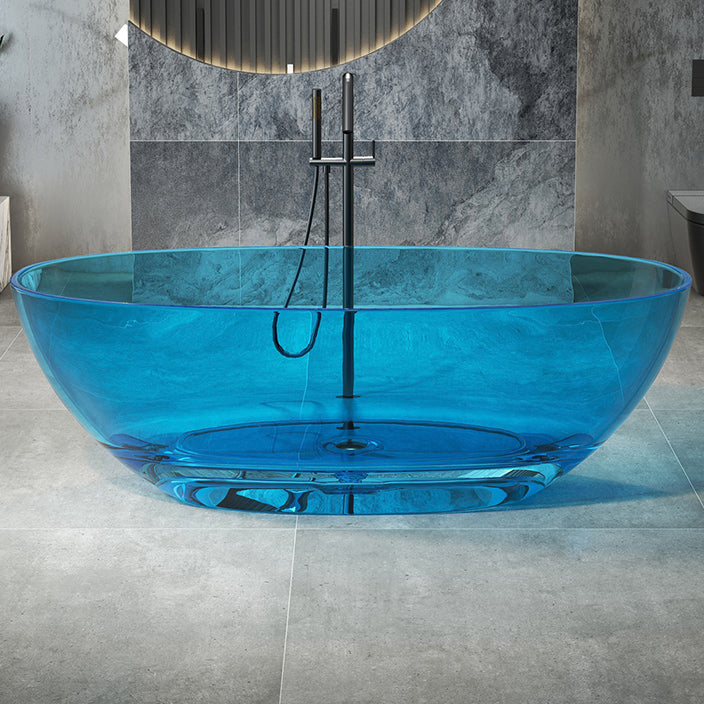 Antique Finish Soaking Bathtub Stand Alone Modern Oval Bath Tub Blue Clearhalo 'Bathroom Remodel & Bathroom Fixtures' 'Bathtubs' 'Home Improvement' 'home_improvement' 'home_improvement_bathtubs' 'Showers & Bathtubs' 7239695