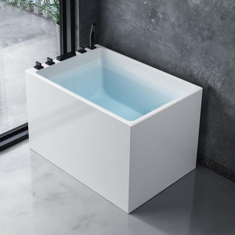 White Freestanding Bathtub Acrylic Soaking Rectangular Modern Bath 43"L x 27"W x 25"H Tub with Black 5-Piece Set Clearhalo 'Bathroom Remodel & Bathroom Fixtures' 'Bathtubs' 'Home Improvement' 'home_improvement' 'home_improvement_bathtubs' 'Showers & Bathtubs' 7239765