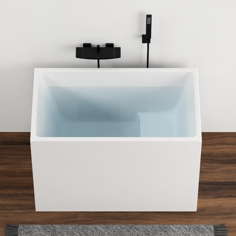 White Freestanding Bathtub Acrylic Soaking Rectangular Modern Bath 35"L x 23"W x 27"H Tub with Wall Mounted Faucets Clearhalo 'Bathroom Remodel & Bathroom Fixtures' 'Bathtubs' 'Home Improvement' 'home_improvement' 'home_improvement_bathtubs' 'Showers & Bathtubs' 7239771