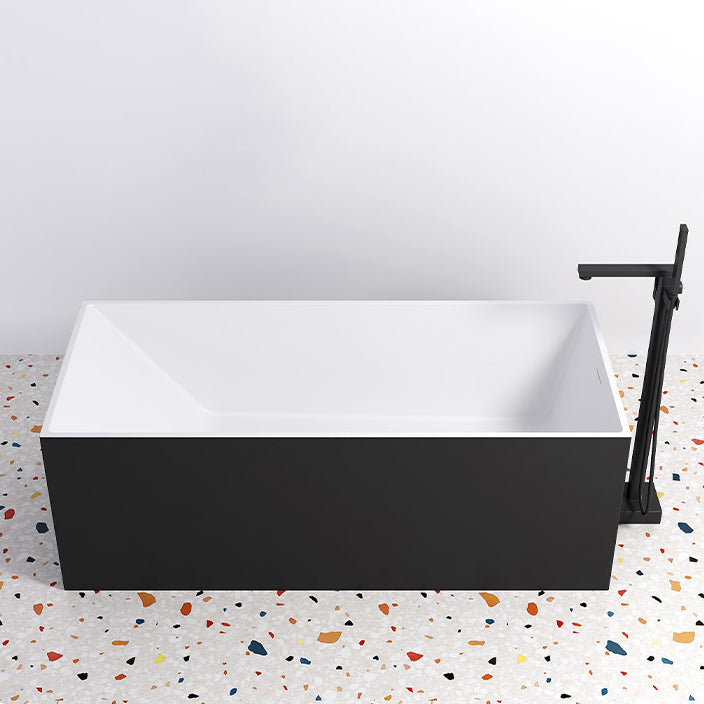 Stand Alone Rectangular Bath Modern Acrylic Soaking Back to Wall Bathtub Black White Clearhalo 'Bathroom Remodel & Bathroom Fixtures' 'Bathtubs' 'Home Improvement' 'home_improvement' 'home_improvement_bathtubs' 'Showers & Bathtubs' 7239797