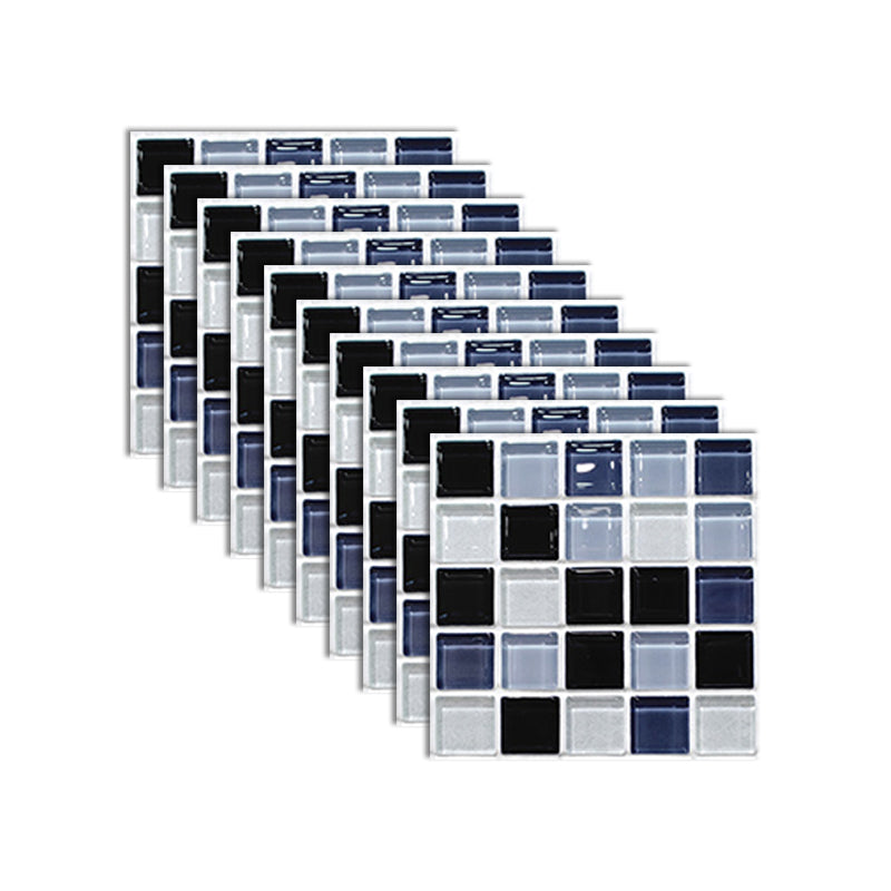 Square Peel and Stick Tiles Grid Mosaic Tile Indoor Wallpaper Black-Blue 10-Piece Set Clearhalo 'Flooring 'Home Improvement' 'home_improvement' 'home_improvement_peel_stick_blacksplash' 'Peel & Stick Backsplash Tile' 'peel_stick_blacksplash' 'Walls & Ceilings' Walls and Ceiling' 7239936