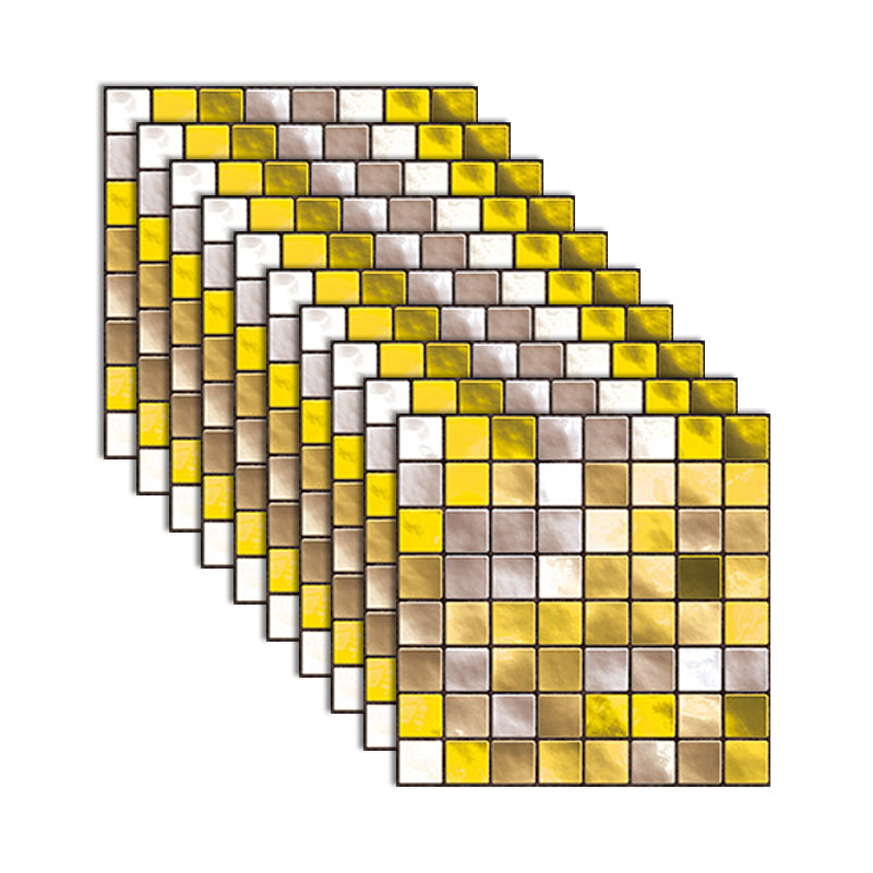 Square Peel and Stick Tiles Grid Mosaic Tile Indoor Wallpaper Yellow 10-Piece Set Clearhalo 'Flooring 'Home Improvement' 'home_improvement' 'home_improvement_peel_stick_blacksplash' 'Peel & Stick Backsplash Tile' 'peel_stick_blacksplash' 'Walls & Ceilings' Walls and Ceiling' 7239938