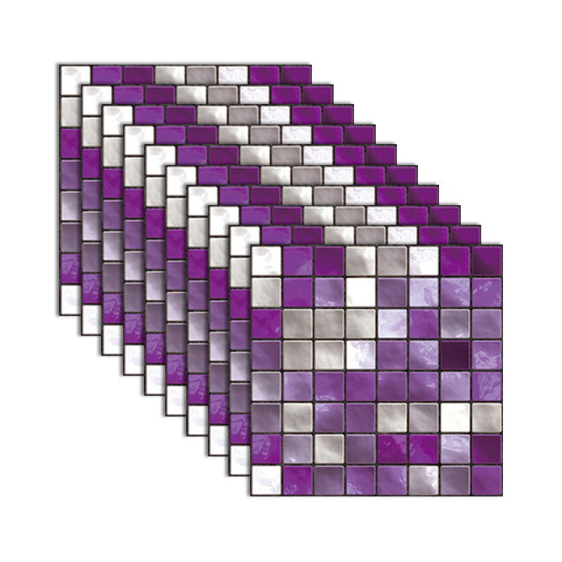 Square Peel and Stick Tiles Grid Mosaic Tile Indoor Wallpaper Purple 10-Piece Set Clearhalo 'Flooring 'Home Improvement' 'home_improvement' 'home_improvement_peel_stick_blacksplash' 'Peel & Stick Backsplash Tile' 'peel_stick_blacksplash' 'Walls & Ceilings' Walls and Ceiling' 7239941