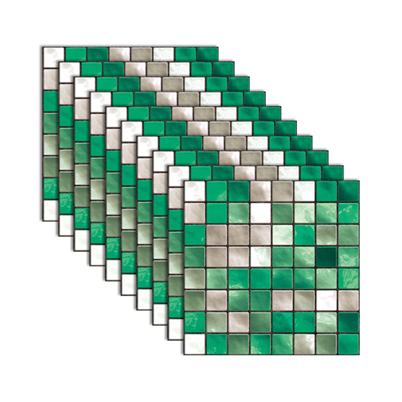Square Peel and Stick Tiles Grid Mosaic Tile Indoor Wallpaper Green 10-Piece Set Clearhalo 'Flooring 'Home Improvement' 'home_improvement' 'home_improvement_peel_stick_blacksplash' 'Peel & Stick Backsplash Tile' 'peel_stick_blacksplash' 'Walls & Ceilings' Walls and Ceiling' 7239945