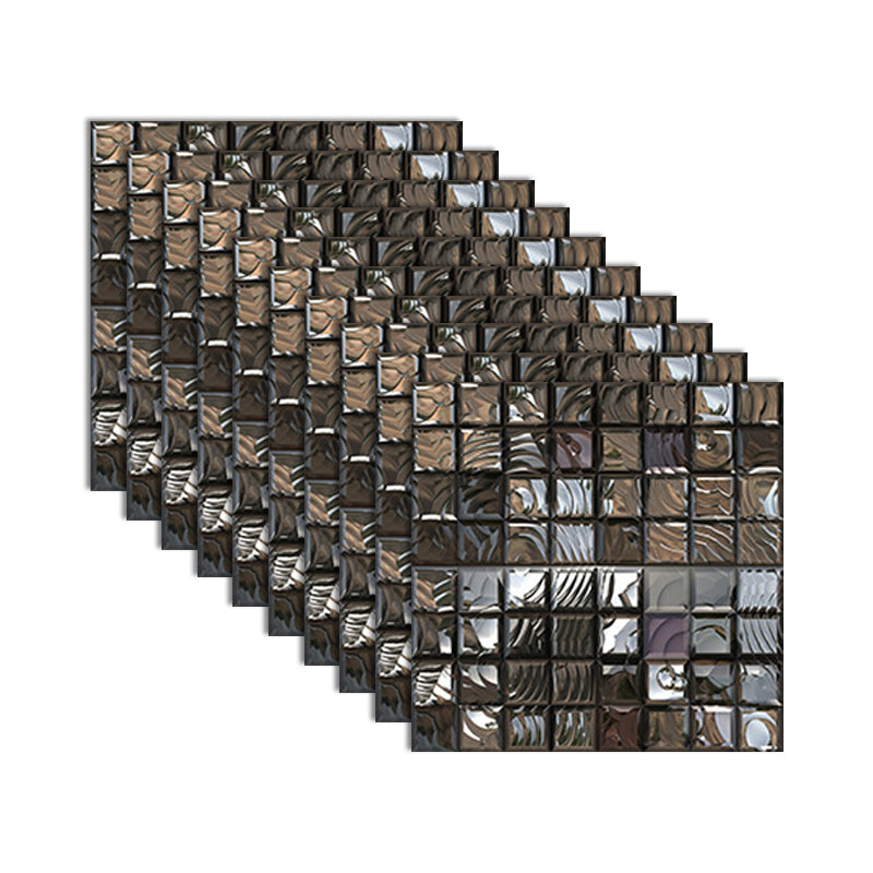 Square Peel and Stick Tiles Grid Mosaic Tile Indoor Wallpaper Brown-Black 10-Piece Set Clearhalo 'Flooring 'Home Improvement' 'home_improvement' 'home_improvement_peel_stick_blacksplash' 'Peel & Stick Backsplash Tile' 'peel_stick_blacksplash' 'Walls & Ceilings' Walls and Ceiling' 7239947