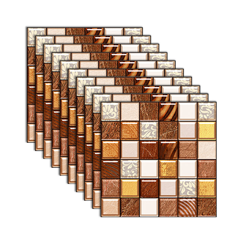 Square Peel and Stick Tiles Grid Mosaic Tile Indoor Wallpaper Brown 10-Piece Set Clearhalo 'Flooring 'Home Improvement' 'home_improvement' 'home_improvement_peel_stick_blacksplash' 'Peel & Stick Backsplash Tile' 'peel_stick_blacksplash' 'Walls & Ceilings' Walls and Ceiling' 7239954