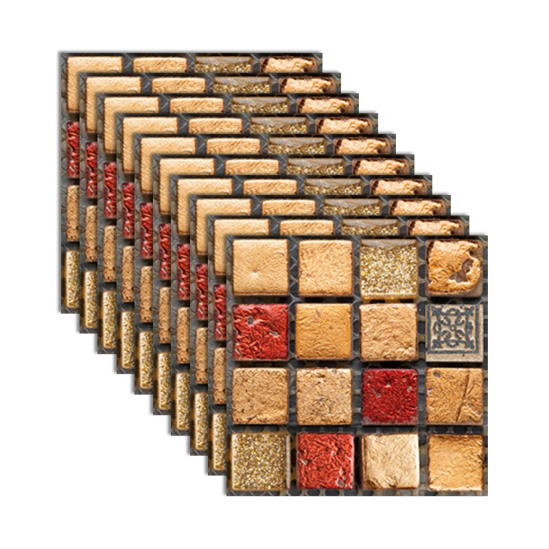 Square Peel and Stick Tiles Grid Mosaic Tile Indoor Wallpaper Orange Red 10-Piece Set Clearhalo 'Flooring 'Home Improvement' 'home_improvement' 'home_improvement_peel_stick_blacksplash' 'Peel & Stick Backsplash Tile' 'peel_stick_blacksplash' 'Walls & Ceilings' Walls and Ceiling' 7239955