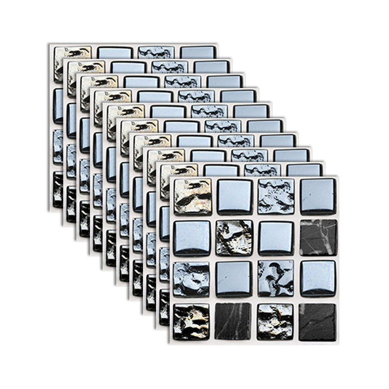 Square Peel and Stick Tiles Grid Mosaic Tile Indoor Wallpaper Gray-Blue 10-Piece Set Clearhalo 'Flooring 'Home Improvement' 'home_improvement' 'home_improvement_peel_stick_blacksplash' 'Peel & Stick Backsplash Tile' 'peel_stick_blacksplash' 'Walls & Ceilings' Walls and Ceiling' 7239960