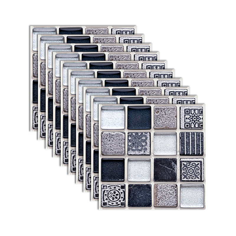 Square Peel and Stick Tiles Grid Mosaic Tile Indoor Wallpaper Dark Blue-Gray 10-Piece Set Clearhalo 'Flooring 'Home Improvement' 'home_improvement' 'home_improvement_peel_stick_blacksplash' 'Peel & Stick Backsplash Tile' 'peel_stick_blacksplash' 'Walls & Ceilings' Walls and Ceiling' 7239961