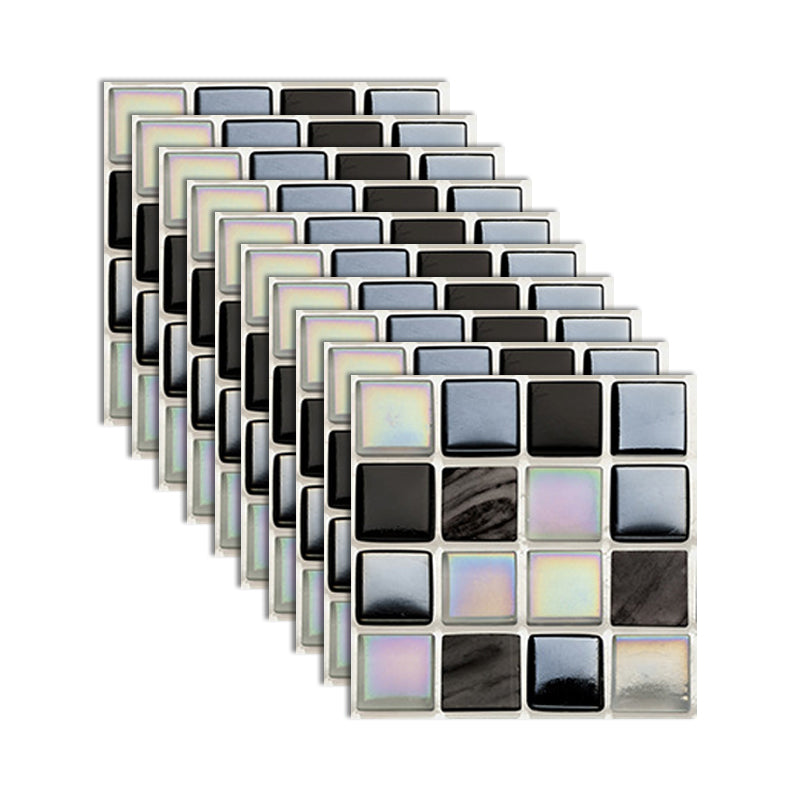 Square Peel and Stick Tiles Grid Mosaic Tile Indoor Wallpaper Pink/ Black 10-Piece Set Clearhalo 'Flooring 'Home Improvement' 'home_improvement' 'home_improvement_peel_stick_blacksplash' 'Peel & Stick Backsplash Tile' 'peel_stick_blacksplash' 'Walls & Ceilings' Walls and Ceiling' 7239963