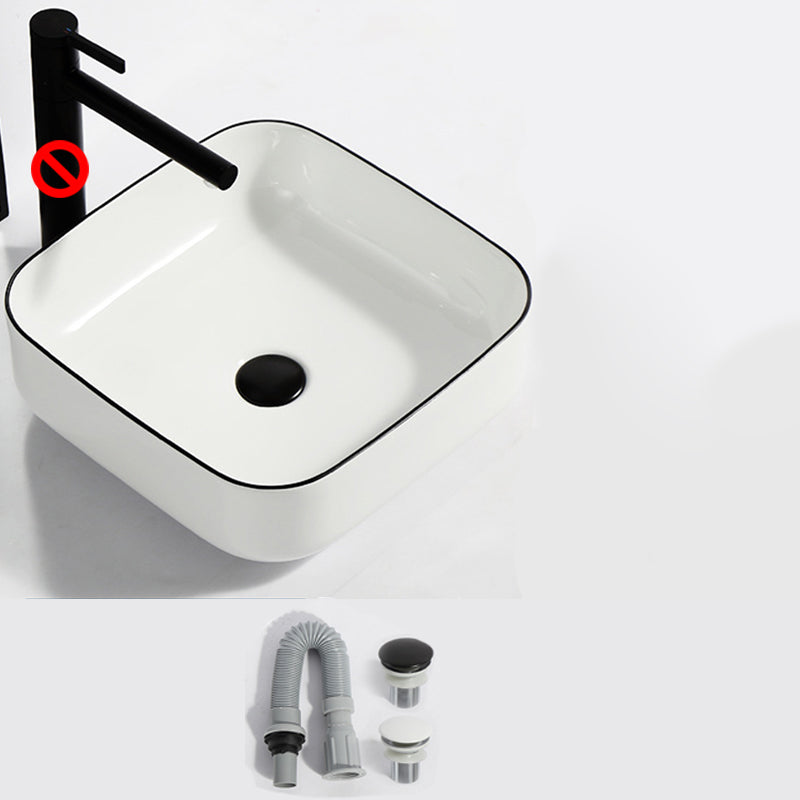 Modern Bathroom Sink Pop-Up Drain Rectangular Trough Sink without Faucet 15.4"L x 15.4"W x 5.5"H White Clearhalo 'Bathroom Remodel & Bathroom Fixtures' 'Bathroom Sinks & Faucet Components' 'Bathroom Sinks' 'bathroom_sink' 'Home Improvement' 'home_improvement' 'home_improvement_bathroom_sink' 7241913