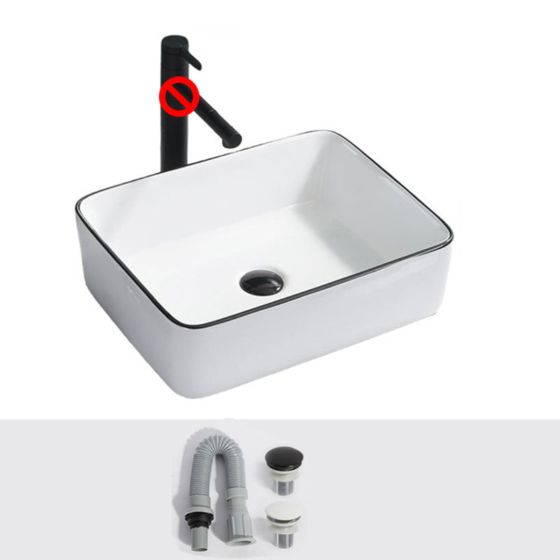 Modern Bathroom Sink Pop-Up Drain Rectangular Trough Sink without Faucet 19"L x 15"W x 5"H White Clearhalo 'Bathroom Remodel & Bathroom Fixtures' 'Bathroom Sinks & Faucet Components' 'Bathroom Sinks' 'bathroom_sink' 'Home Improvement' 'home_improvement' 'home_improvement_bathroom_sink' 7241919